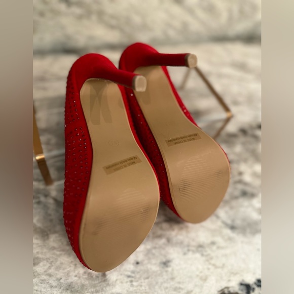 Red Glitter, Rhinestone Platform Pumps Sz - Picture 12 of 12